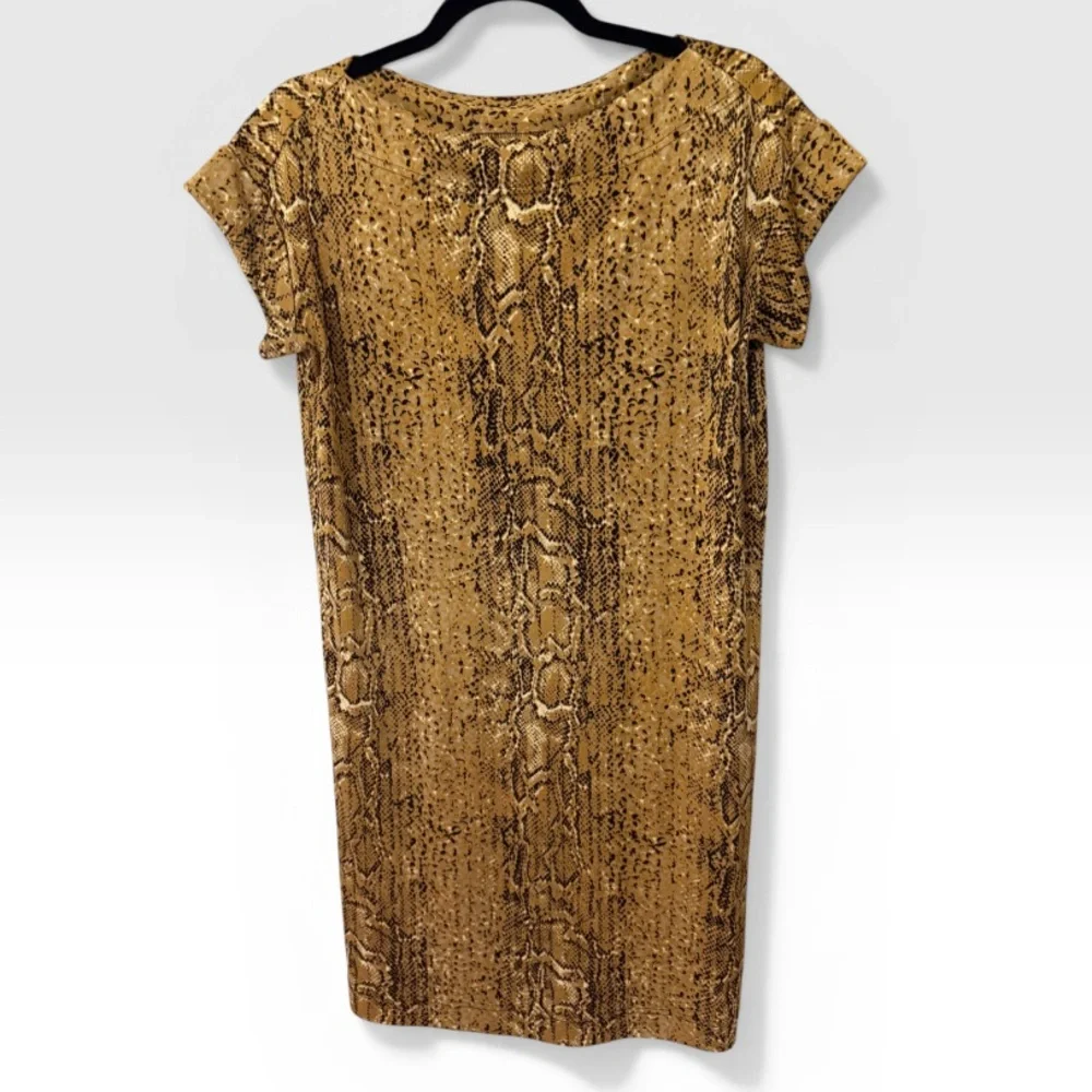 Tory Burch Mustard Snake-Print Shift Dress